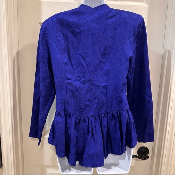 CC Courtenay Vintage Silk Blue Tone on Tone Long Sleeve Blouse Size 10 - Picture 7 of 9